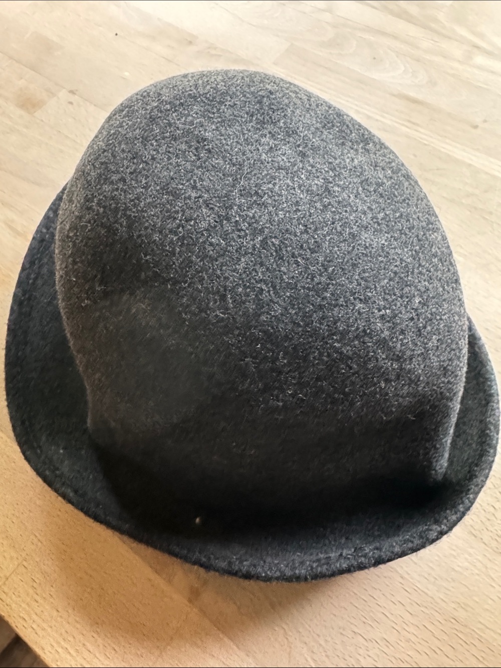 Vintage Doeskin Felt  100% Wool Cloche Floppy Hat Dark Gray Bollman Hat Co.